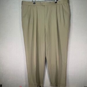 Pronto Uomo Dress Pants Mens 42 Olive Wool Pleated Classic Fit